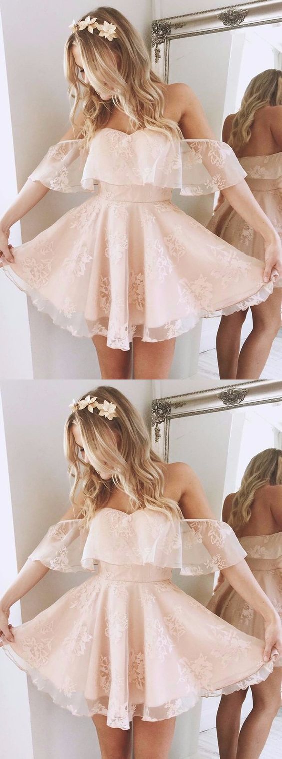 Beautiful Cute Homecoming Dresses 2017 Short Sweetheart Backless Pink Lace Mini Skirt For Curvy Girls